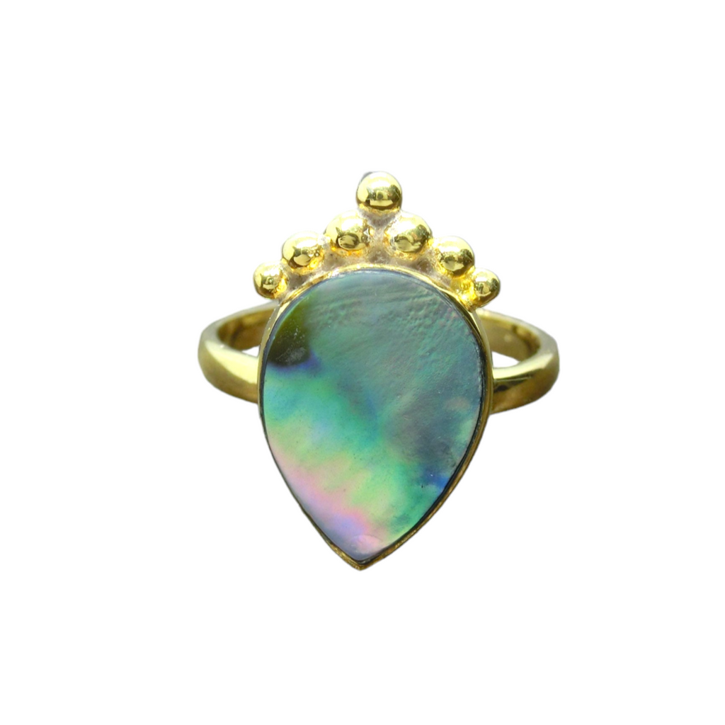 timeless ring drop-shaped abalone shell