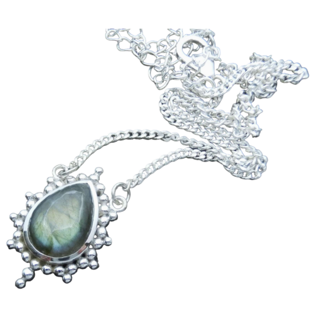 labradorite and silver necklace