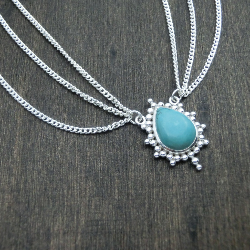 turquoise silver head chain