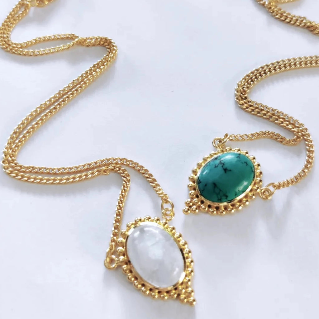 gemstone necklace brass