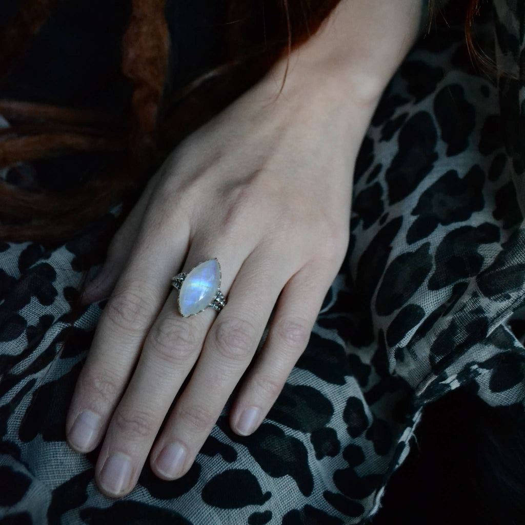 moonstone ring sterling silver marquise