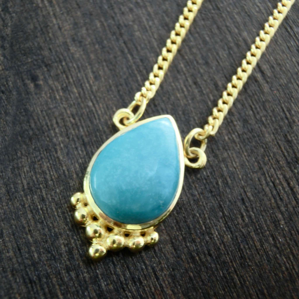 turquoise drop necklace brass