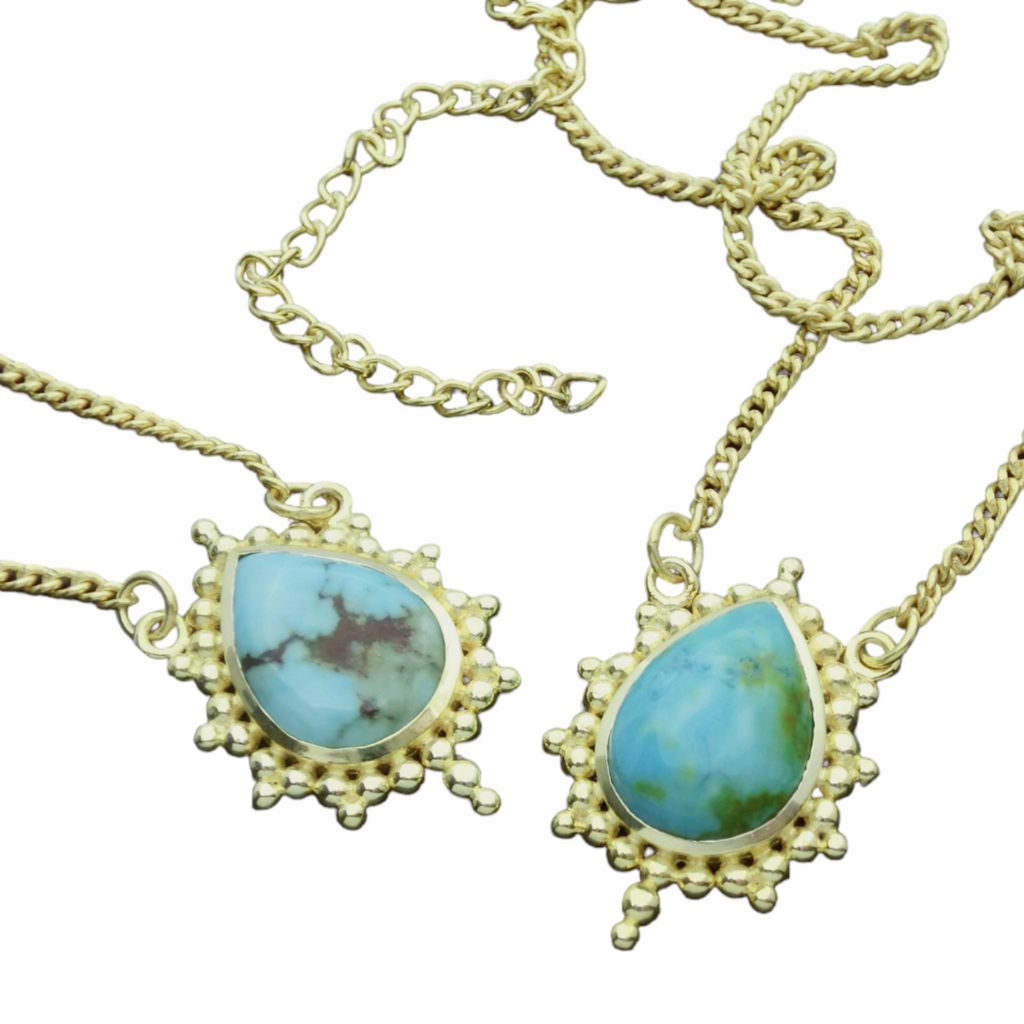 turquoise necklace brass