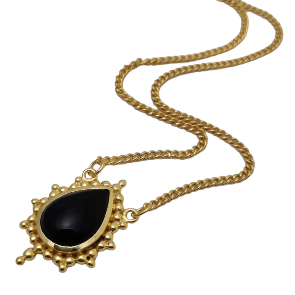 black onyx necklace with star pendant