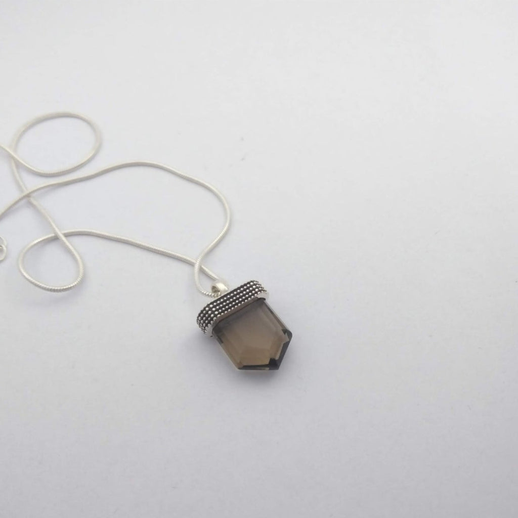 smokey quartz necklace crafted from sterling silver