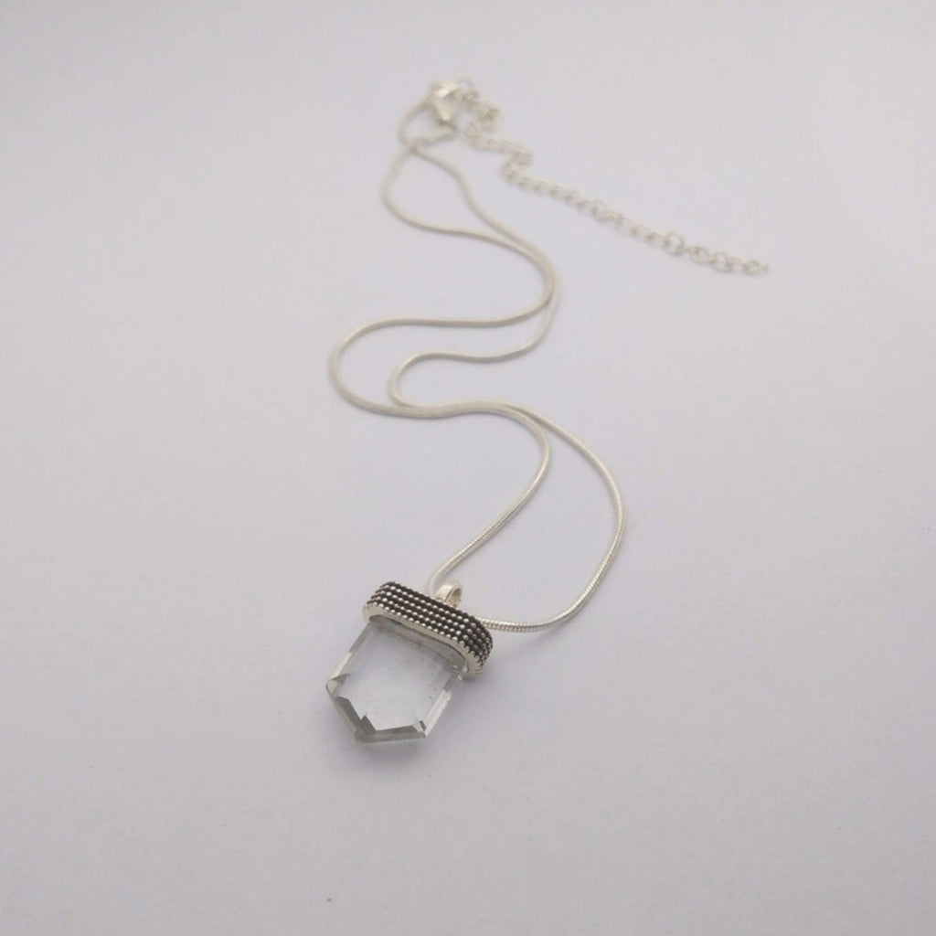 small quartz necklace sterling silver