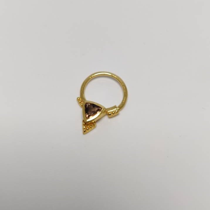 Ritual Gold Septum Jewelry with Amethyst, Black Onyx, Garnet or Smokey Quartz