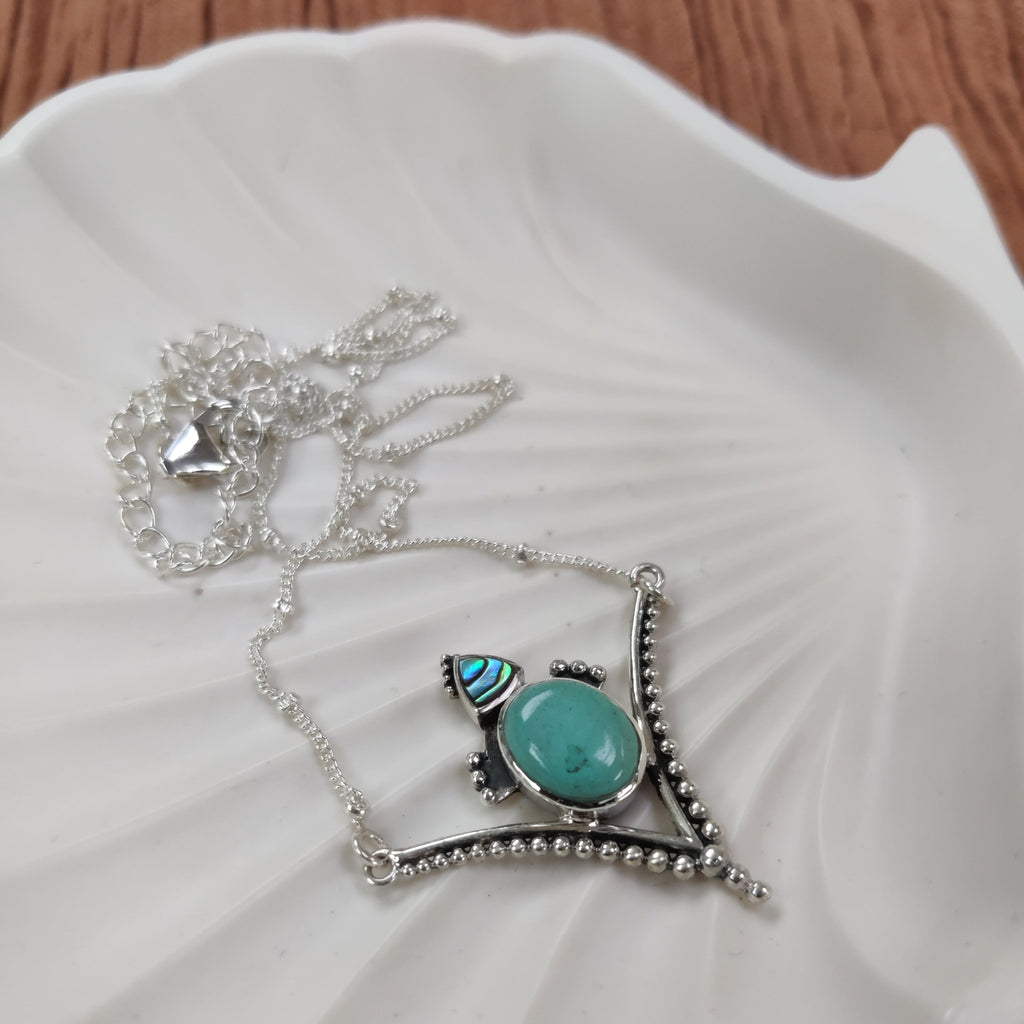 bohemian turquoise necklace crafted from sterling silver
