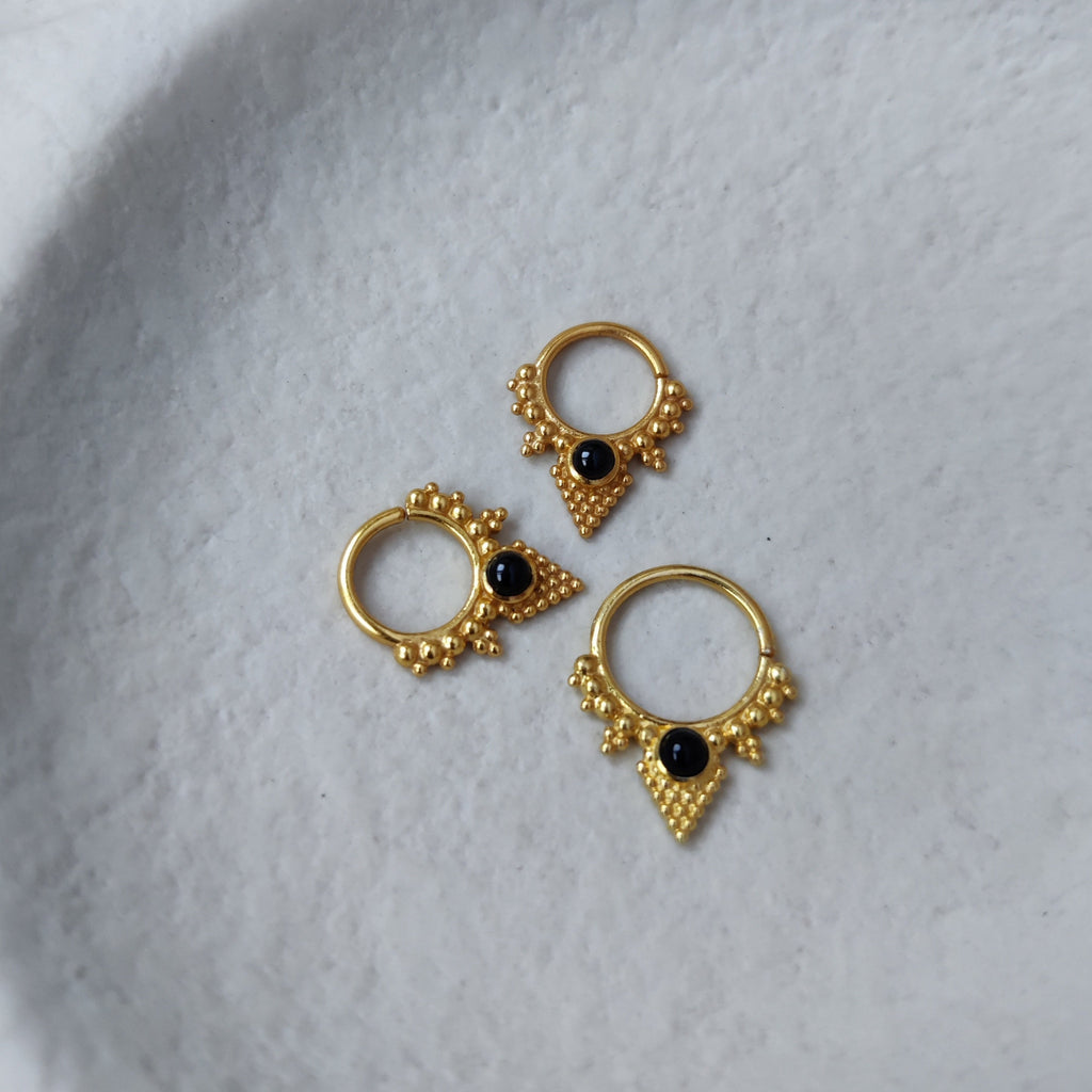 gold septum jewelry black onyx