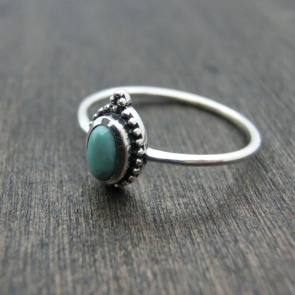 dainty turquoise silver ring right side