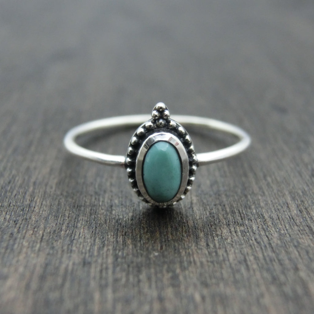 dainty turquoise silver ring