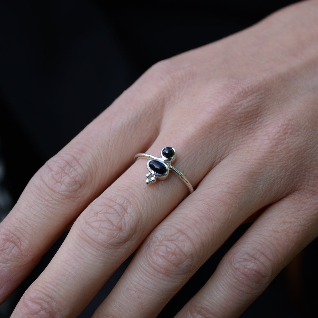 black onyx sterling silver ring