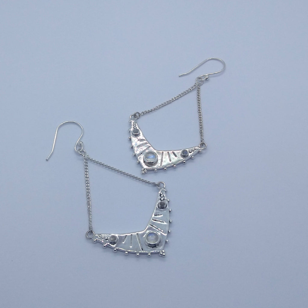 moonstone silver earrings