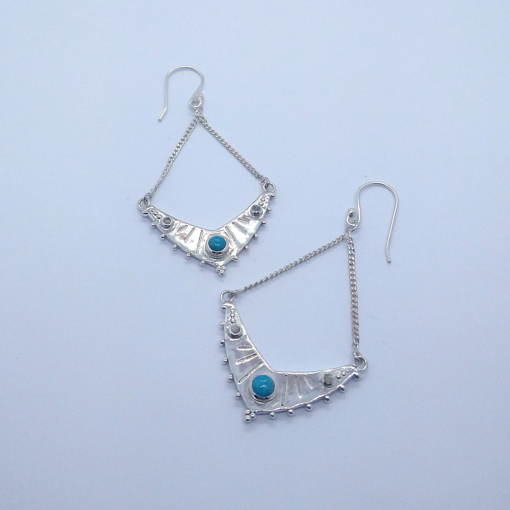 silver earrings turquoise moonstone