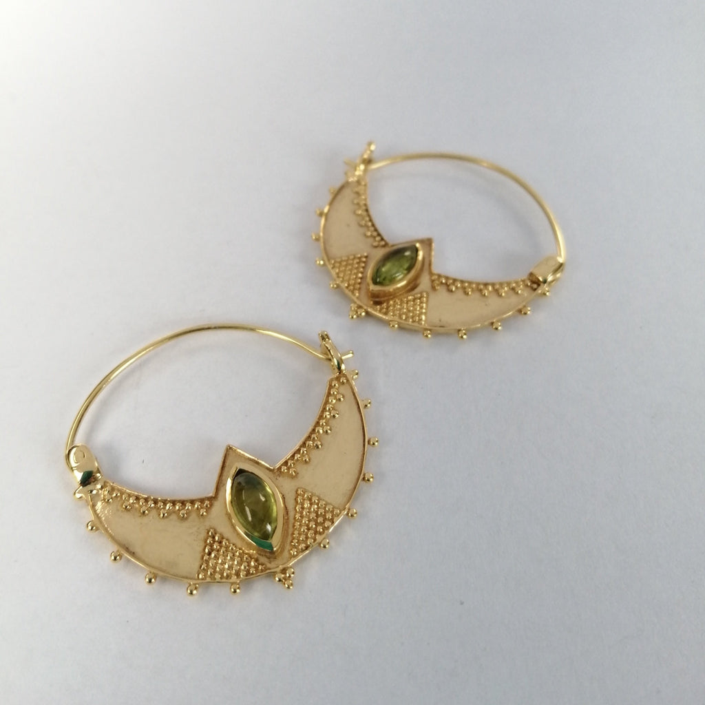 peridot brass earrings