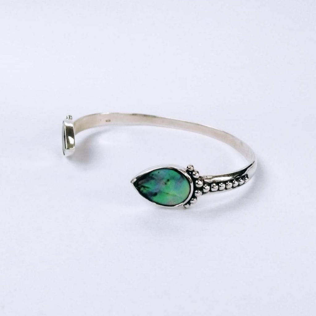 cuff bracelet silver abalone shell drop