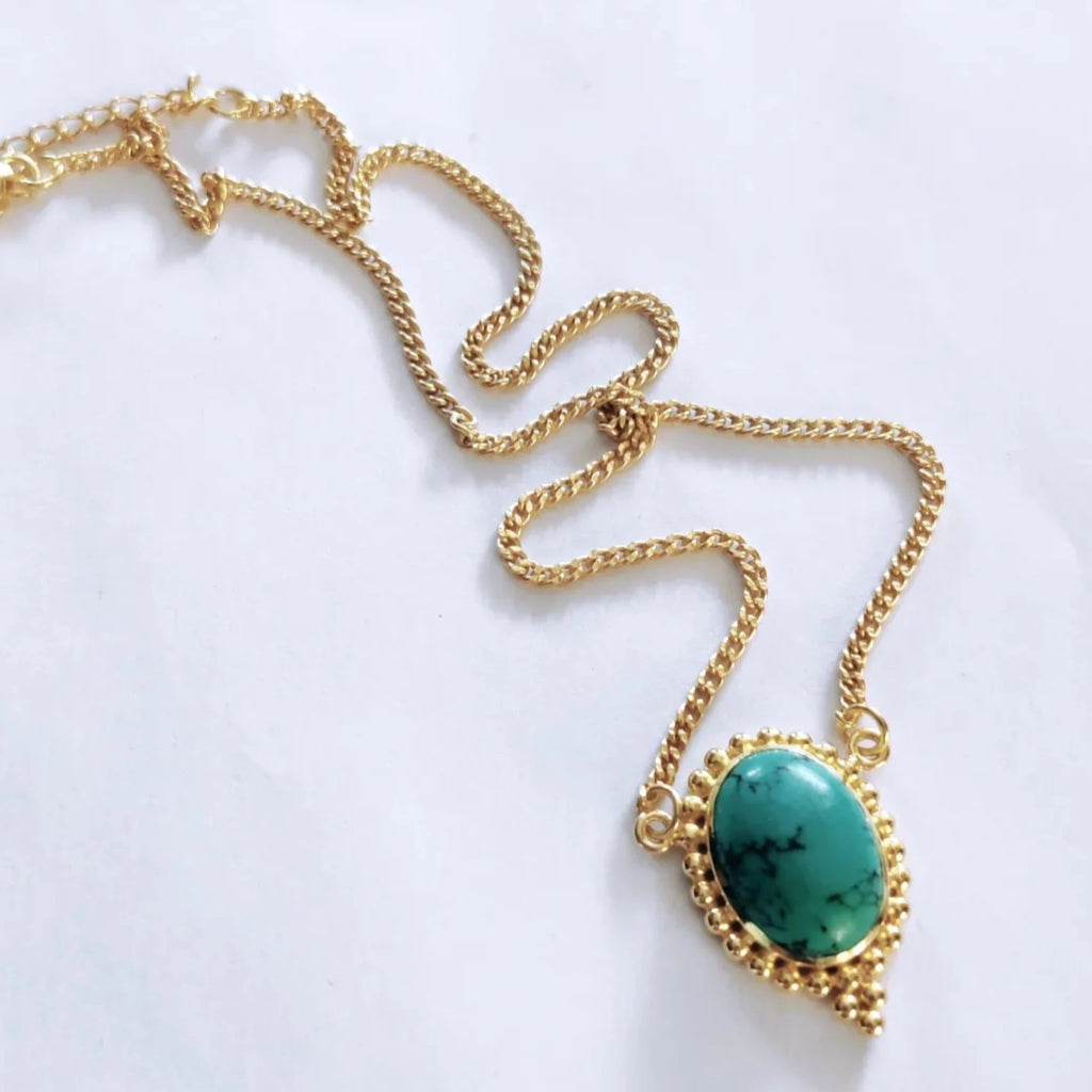 turquoise brass necklace on sale