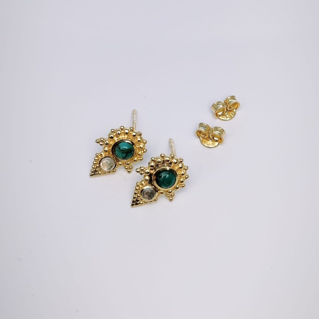 pyramid stud earrings turquoise moonstone