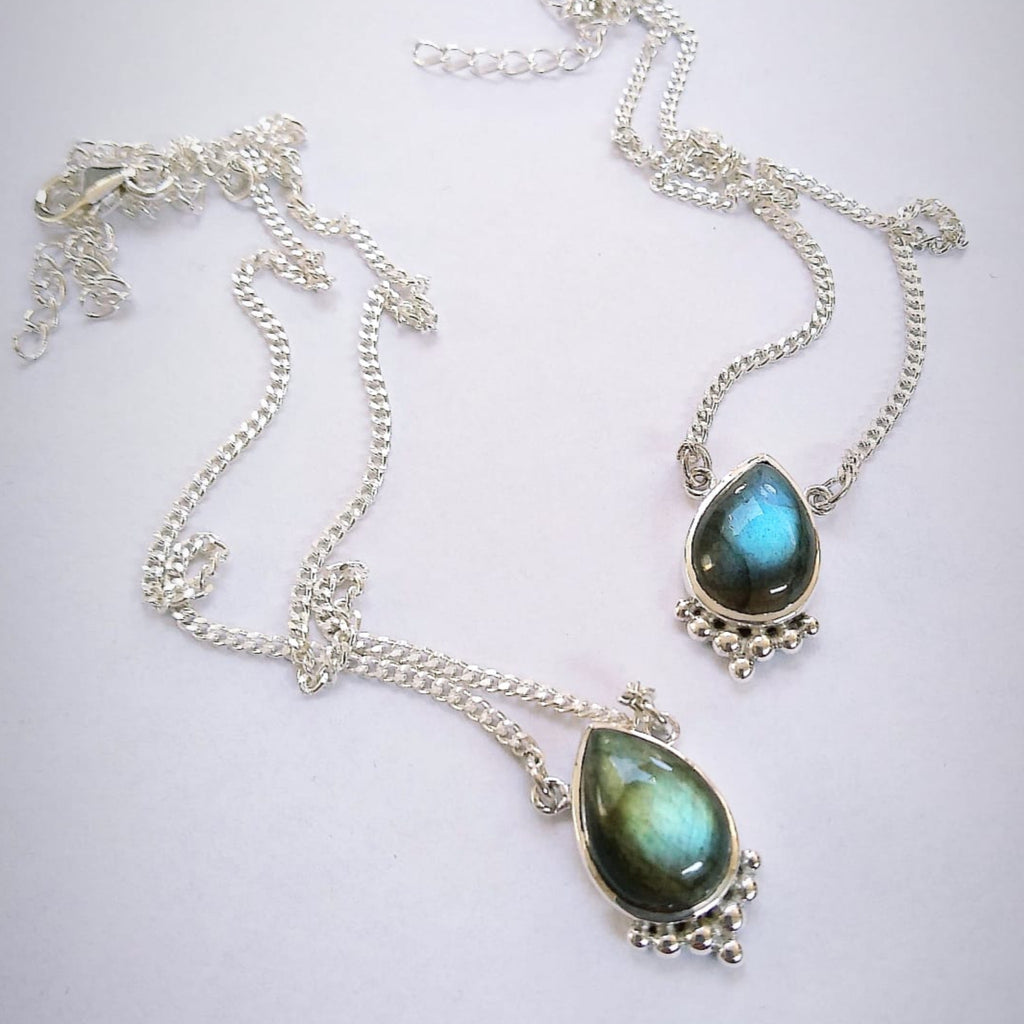 drop necklace labradorite sterling silver