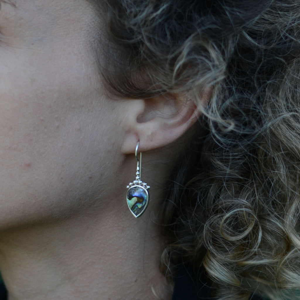 abalone shell silver drop earrings