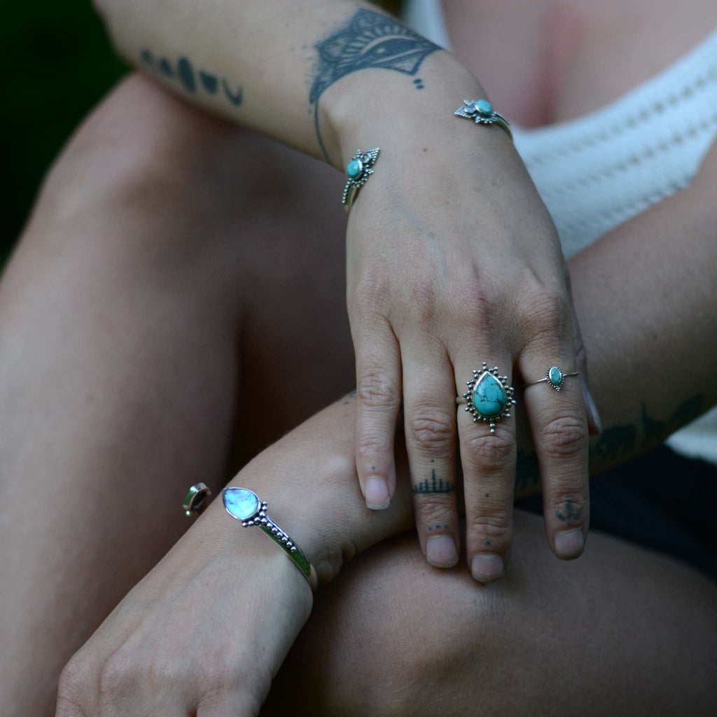 bohemian turquoise silver rings