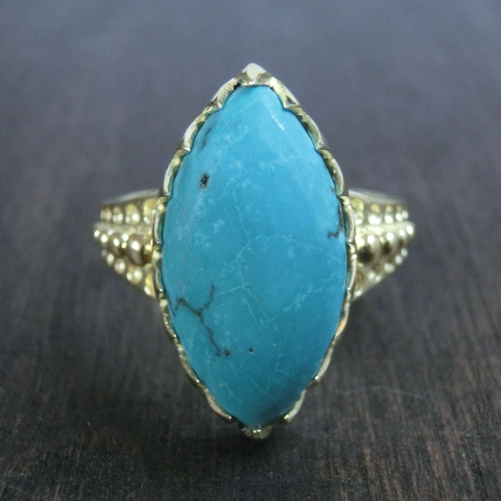 turquoise brass ring marquise front