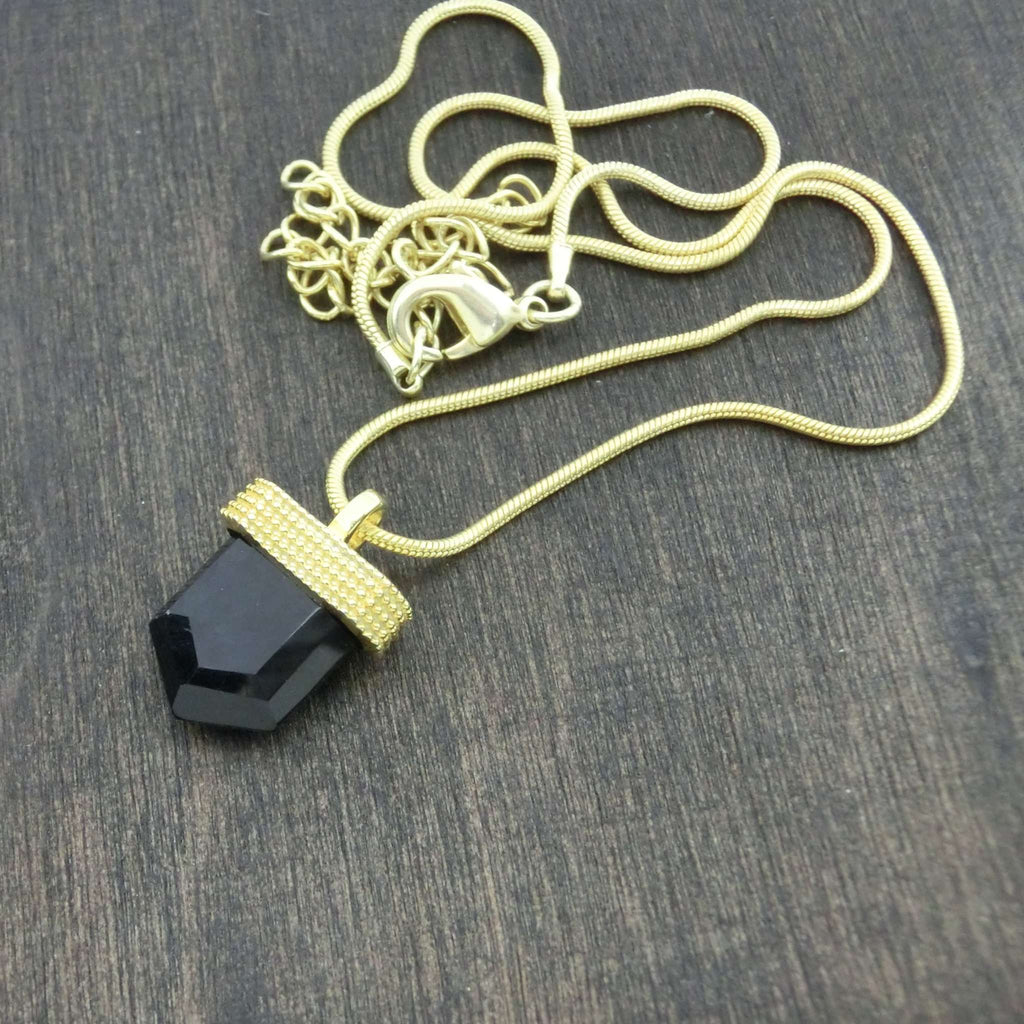 crystal necklace brass black onyx 