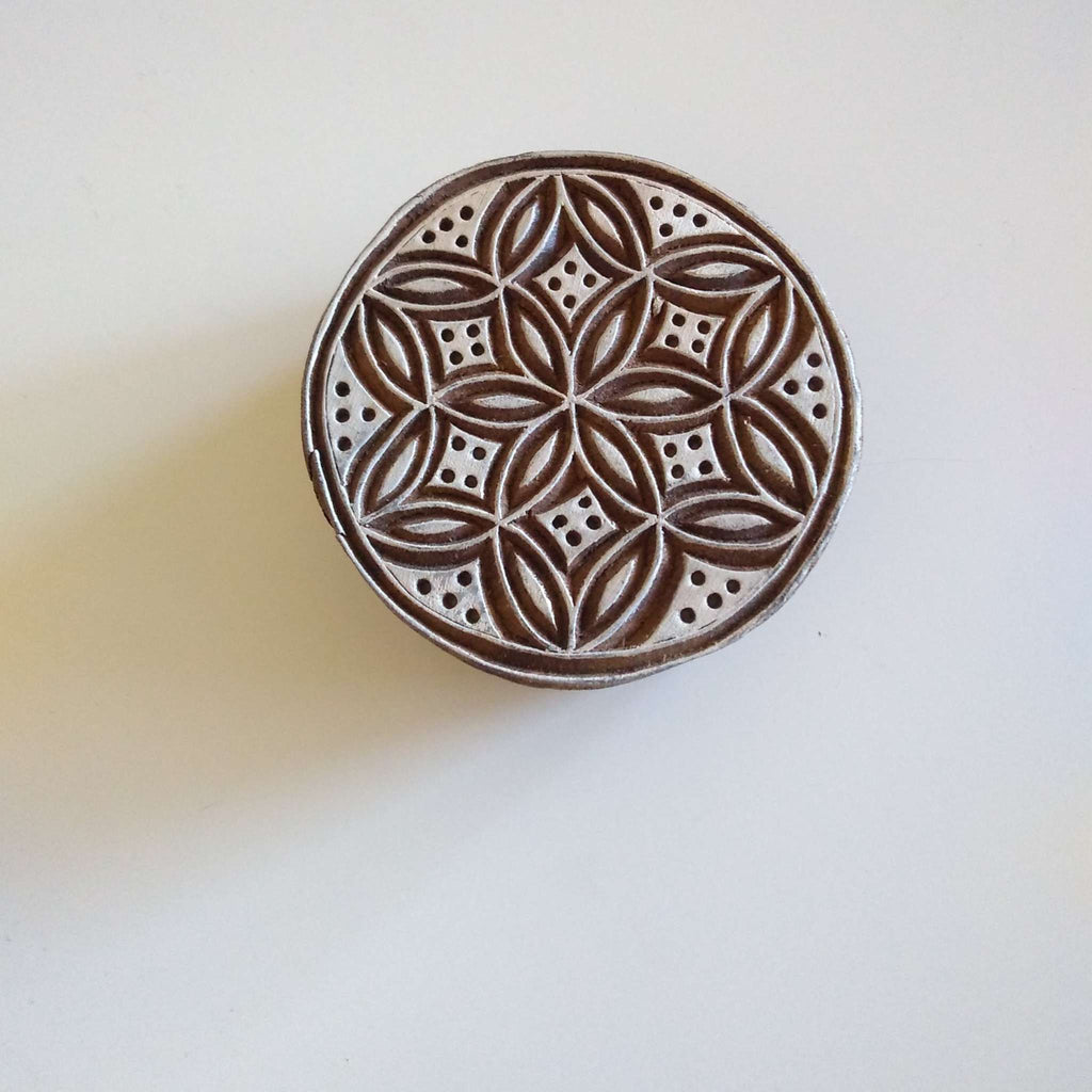 flower of life block print stamp small