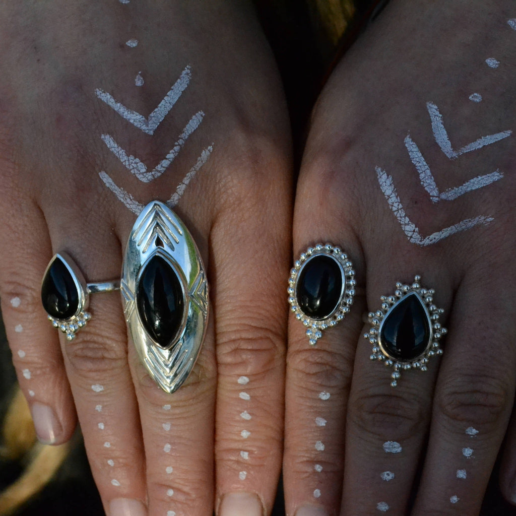 black onyx silver rings noomaad