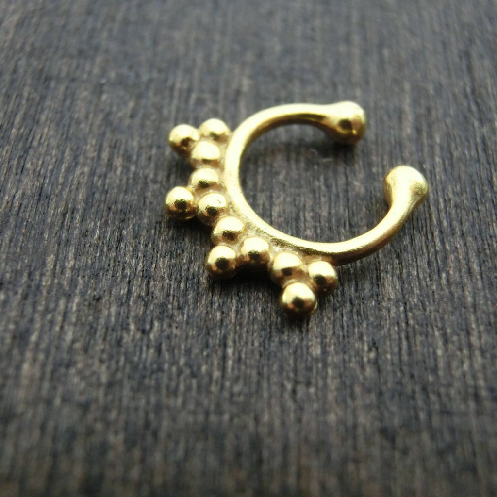tiny fake septum nose ring gold
