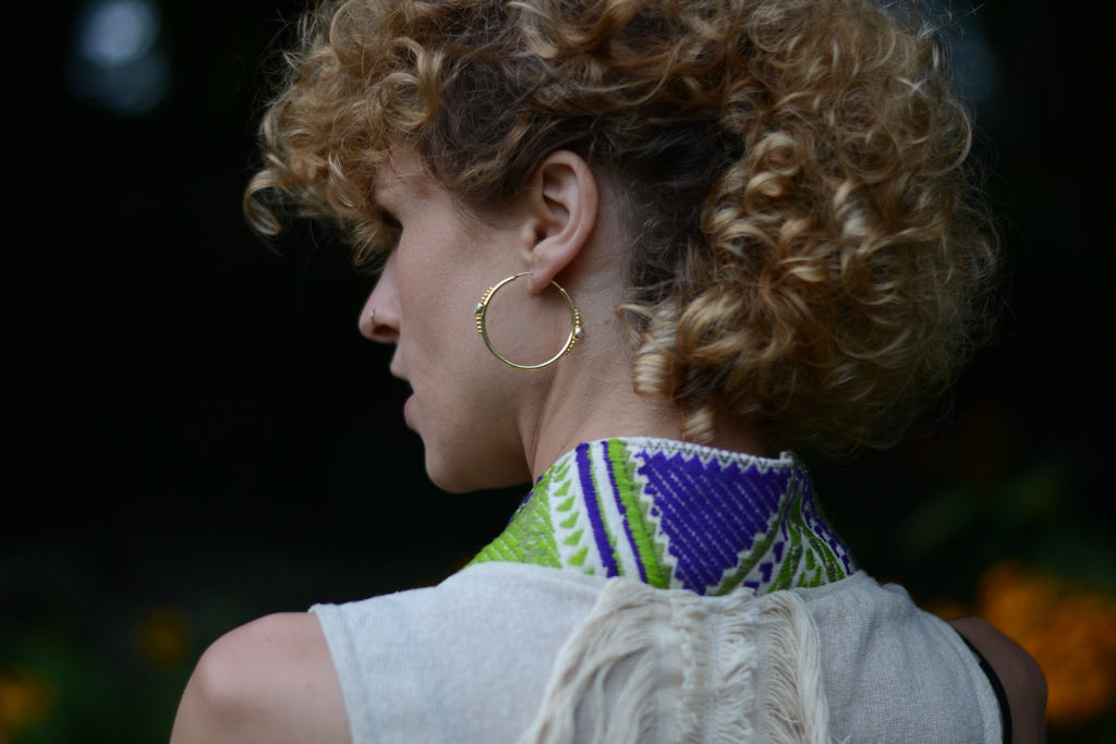 Raw Silk Vest with colourful collar & Tassels⎜One of a kind
