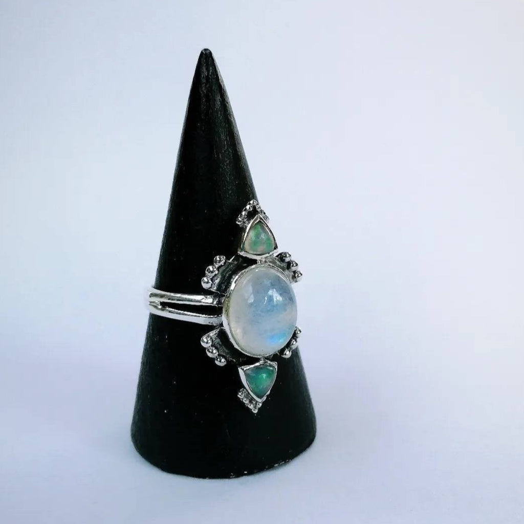 moonstone opal ring sterling silver