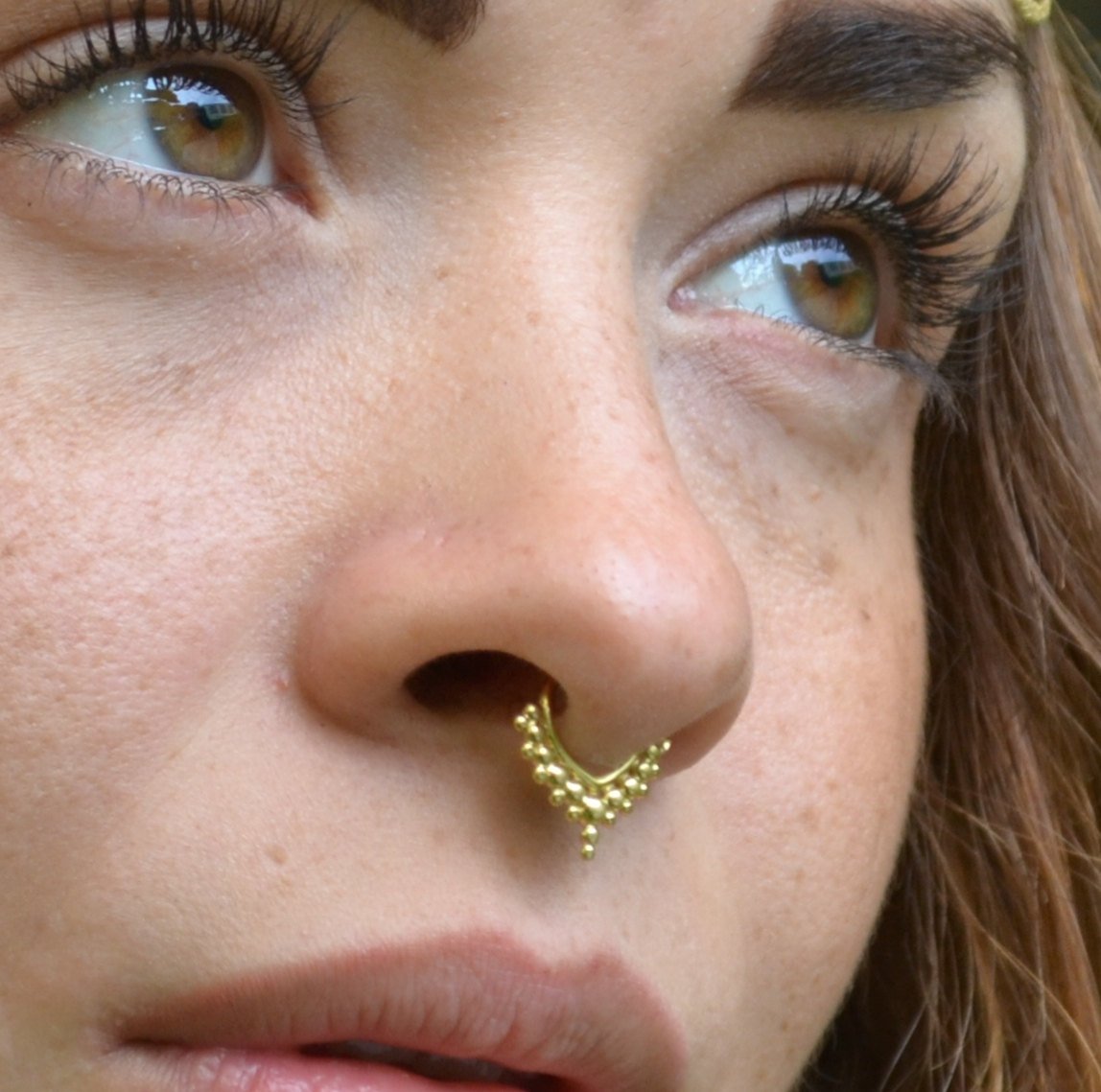Buy Fake Septum Nose Ring, Sterling Silver Indian Tribal Faux Clip On Non Pierced  Septum Cuff, 18g, Handmade Piercing Jewelry Online at desertcartCyprus