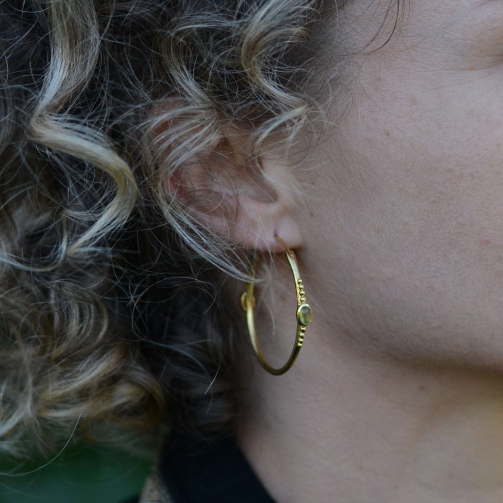 medium hoop earrings peridot