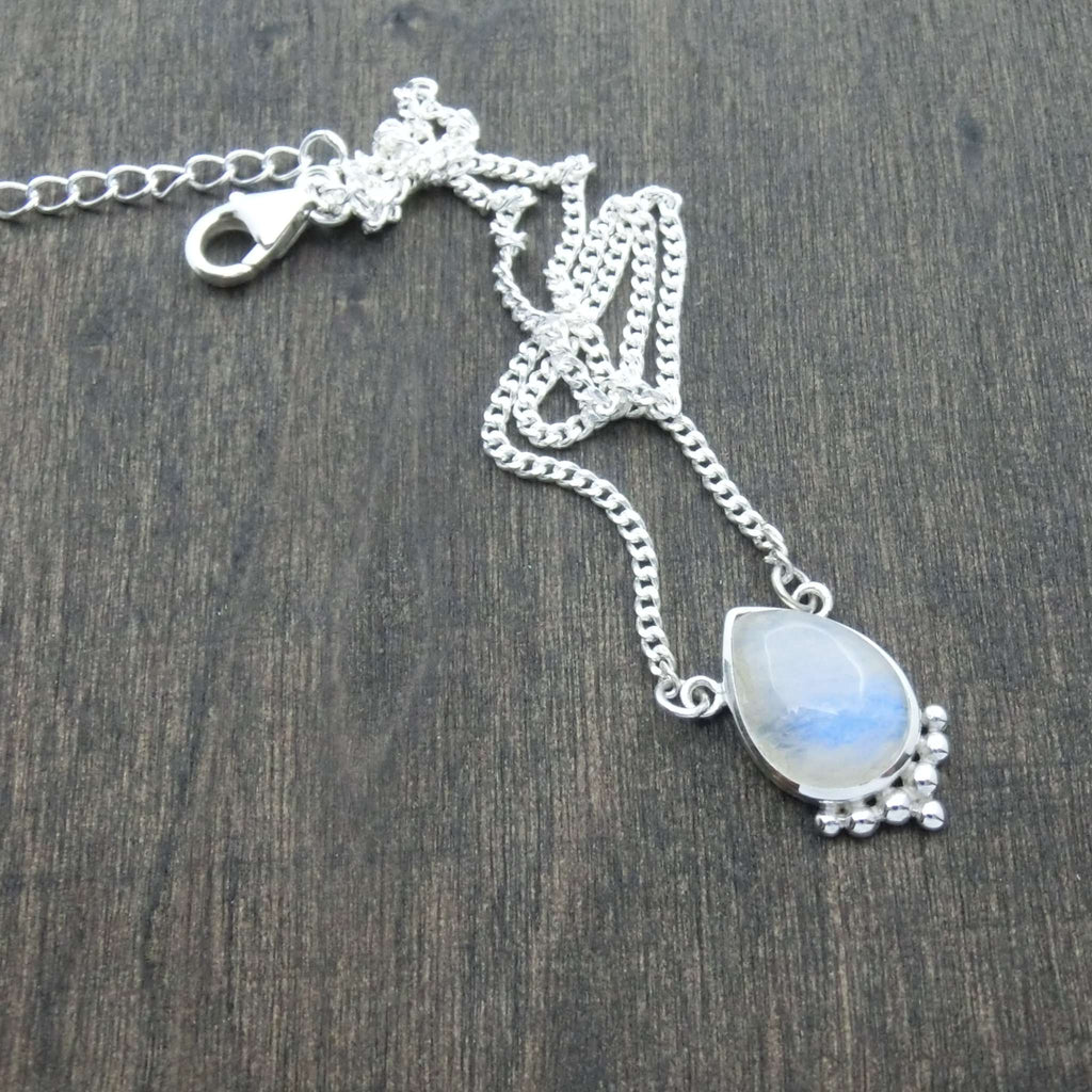 moonstone necklace silver drop 
