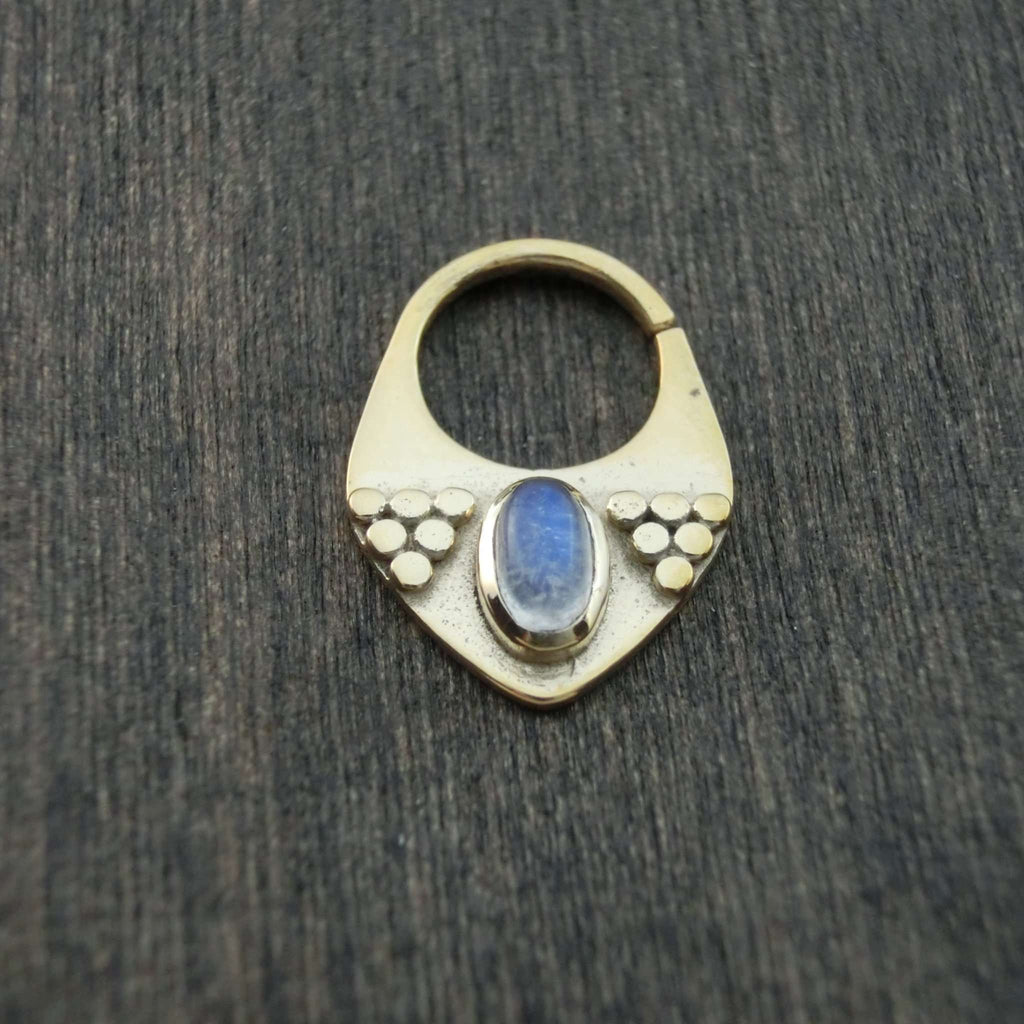 moonstone septum solid gold triangle