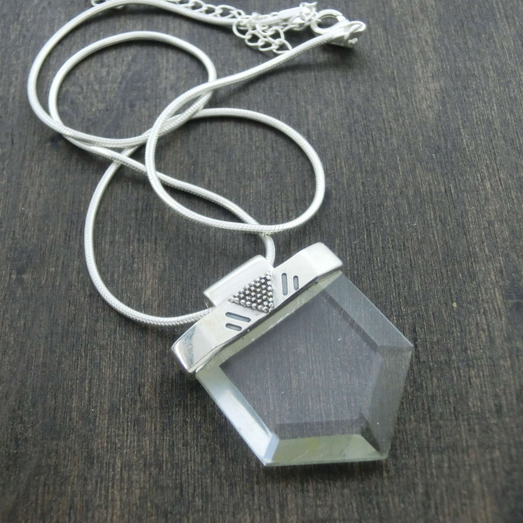 quartz crystal necklace sterling silver