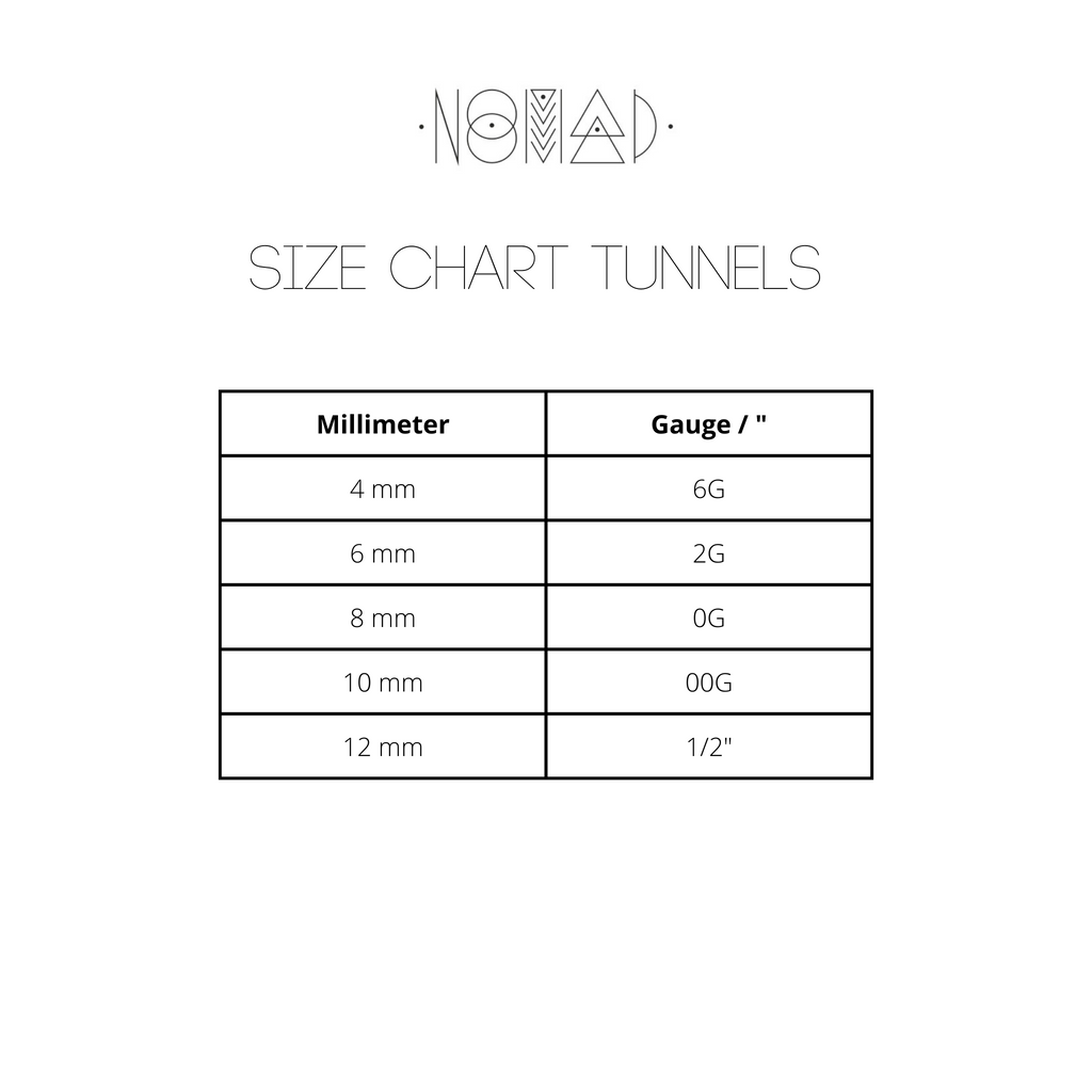 size chart tunnels