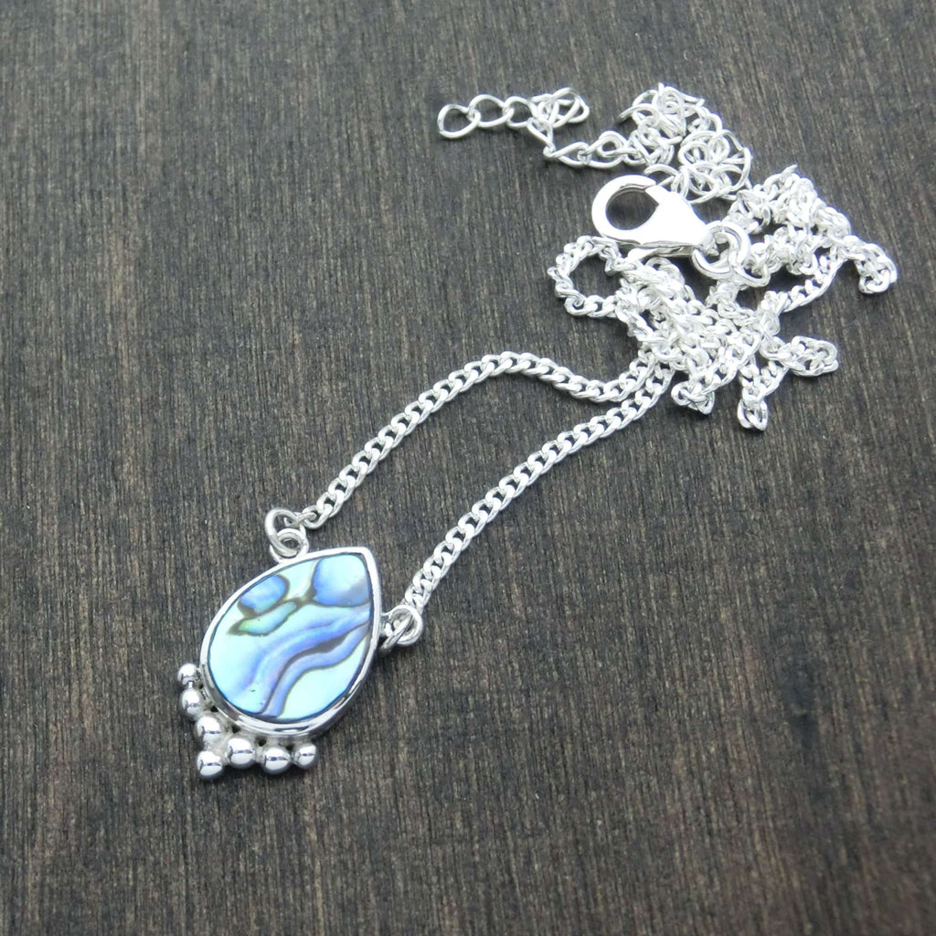 sterling silver necklace abalone shell drop