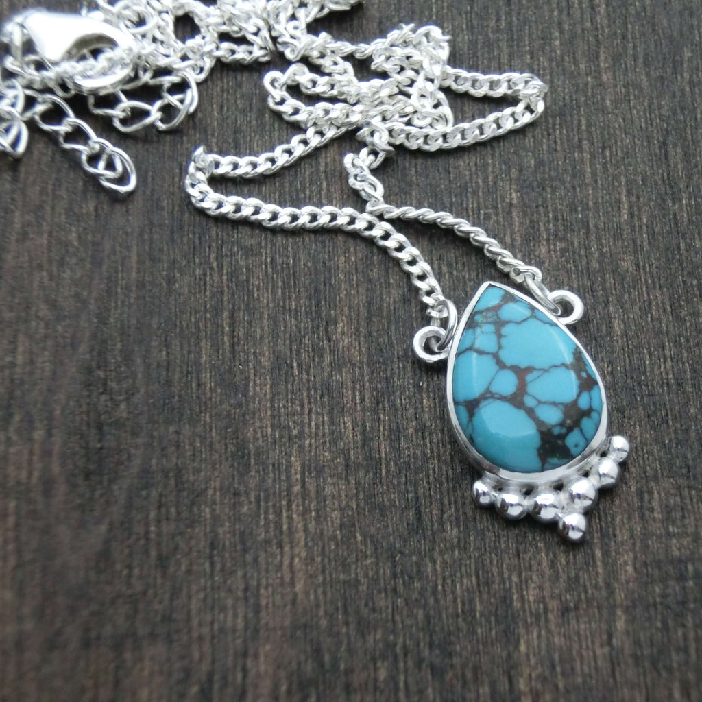 turquoise necklace sterling silver drop shape
