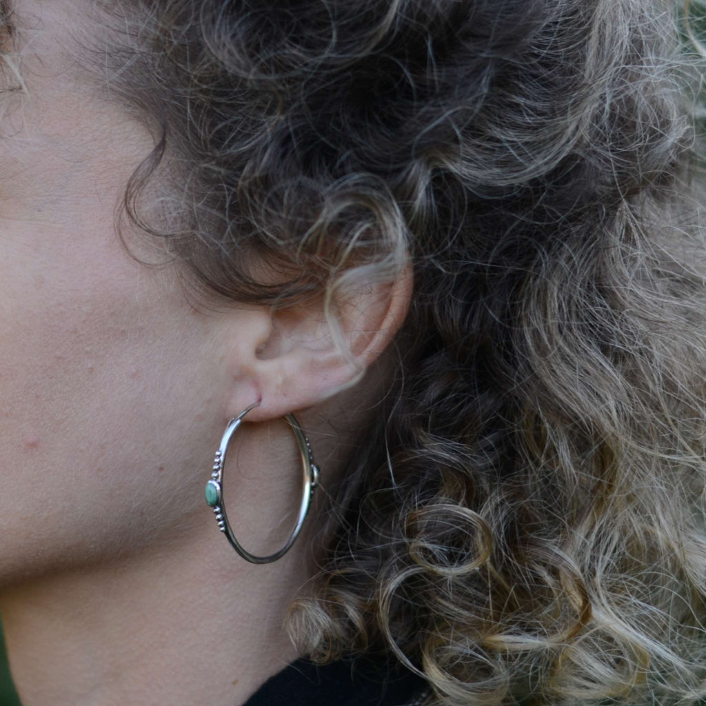 turquoise silver hoop earrings