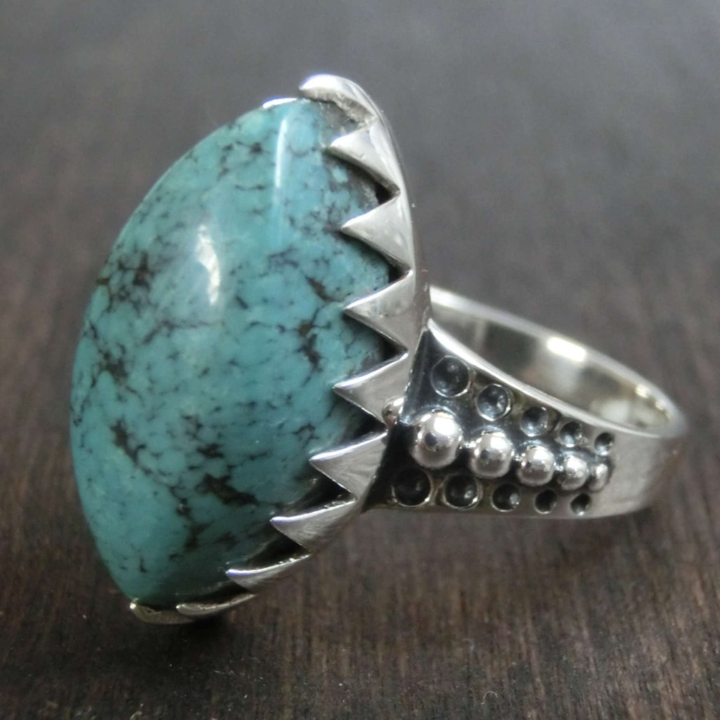turquoise silver ring details band
