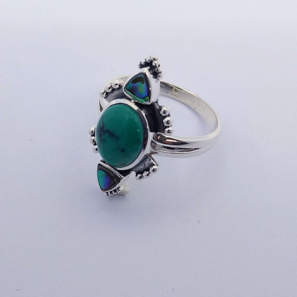 turquoise sterling silver ring double band